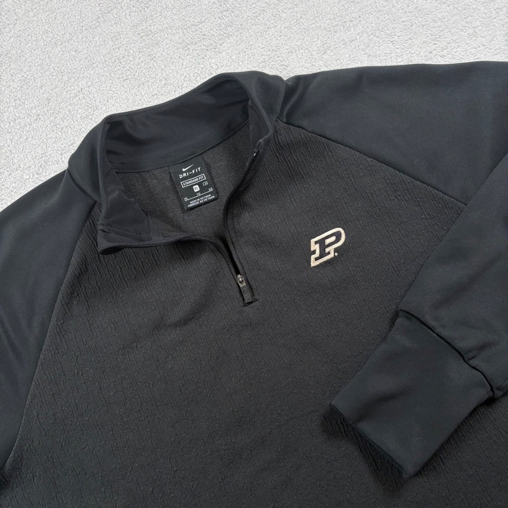 Nike Purdue Boilermakers Dri-FIT 1/4 Zip Pullover Black XL Textured Womens